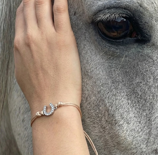 Bracelet Cordon Fer à Cheval et Strass
