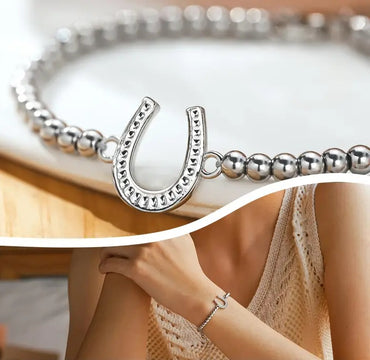 Bracelet Fer a Cheval Perles Argente