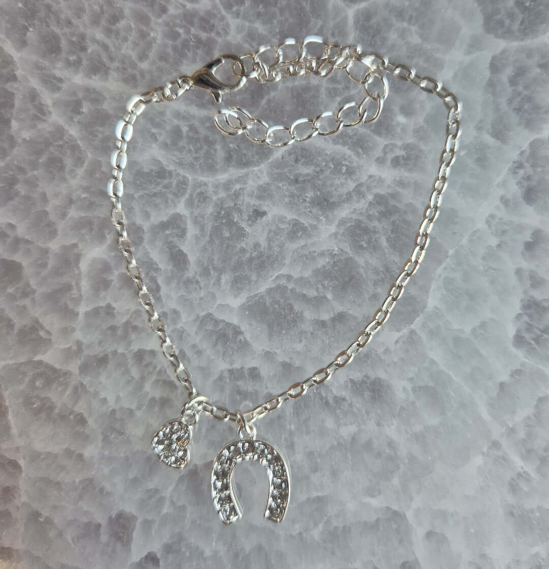 Bracelet Fer de Cheval et Coeur Strassé