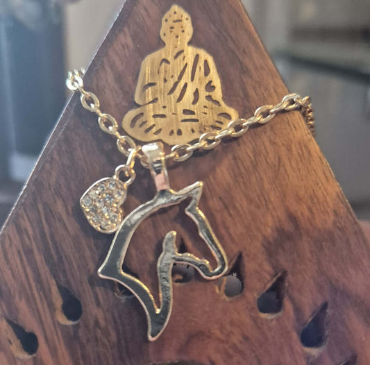 Bracelet Tête de Cheval & Cœur Strassé