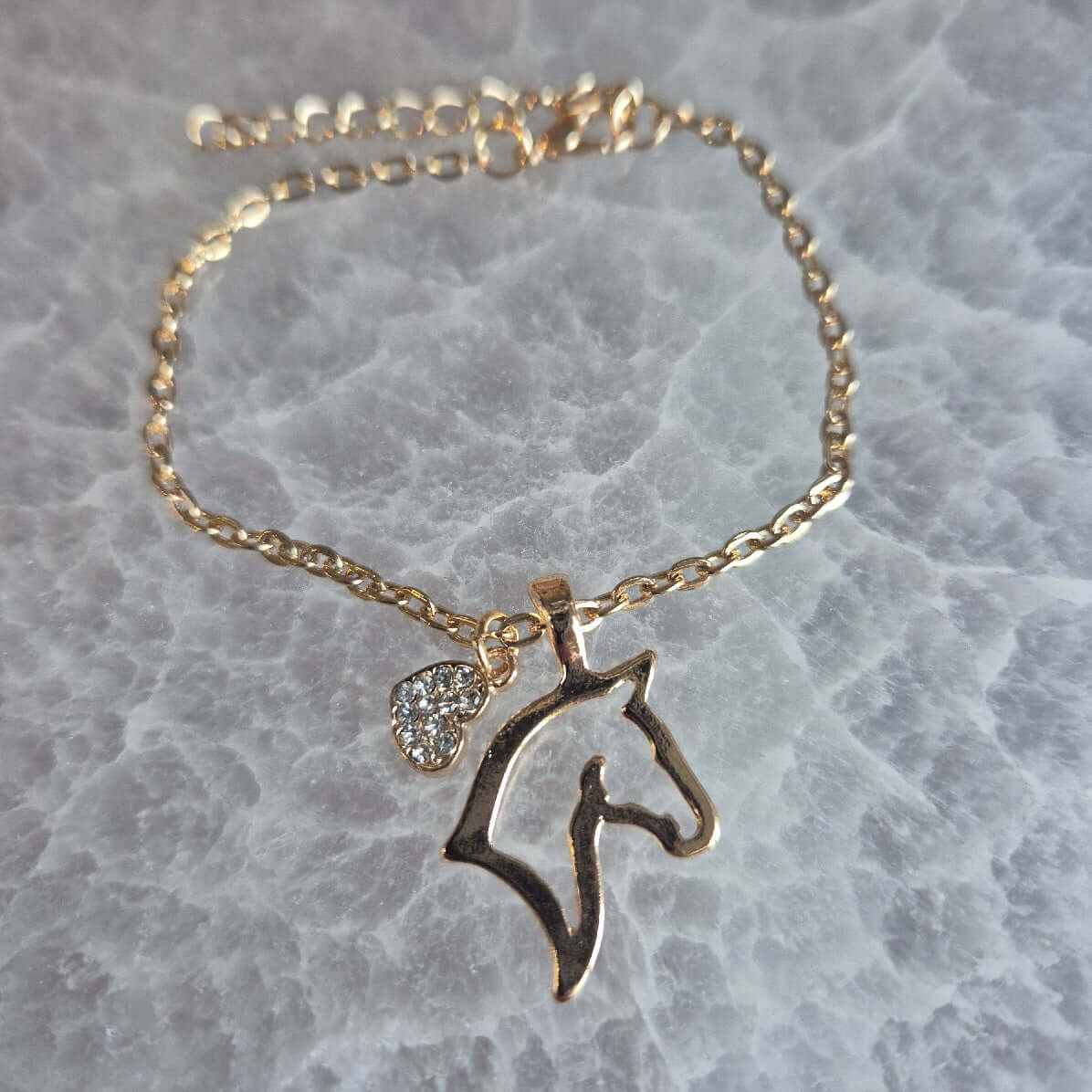 Bracelet Tête de Cheval & Cœur Strassé