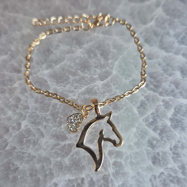 Bracelet Tête de Cheval & Cœur Strassé