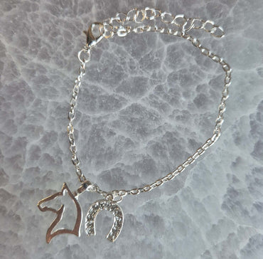 Bracelet Tête de Cheval & Fer de Cheval Strassé