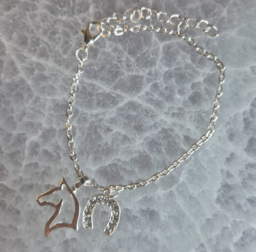 Bracelet Tête de Cheval & Fer de Cheval Strassé