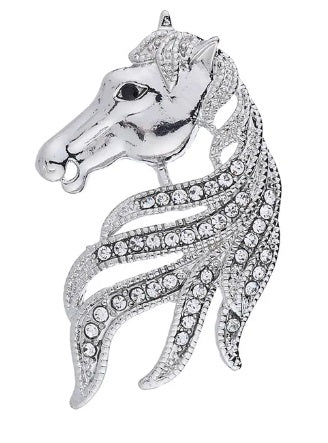 Broche Tete a Cheval avec Strass