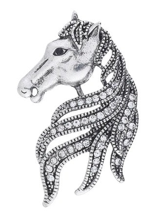 Broche Tete a Cheval avec Strass