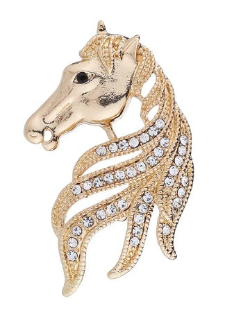 Broche Tete a Cheval avec Strass