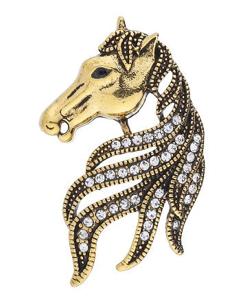 Broche Tete a Cheval avec Strass