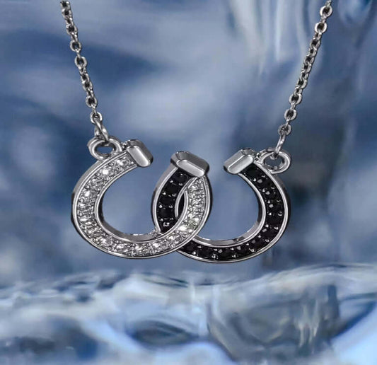 Collier 2 Fers à Cheval avec Strass