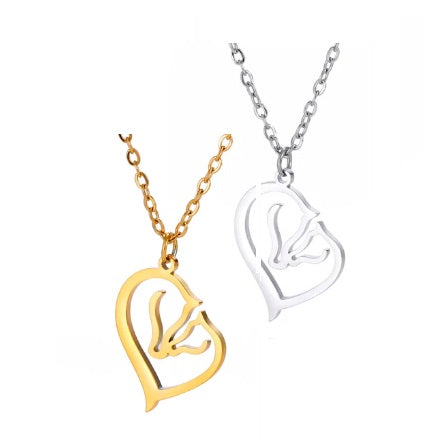 Pendentif Tete des Chevaux en Coeur