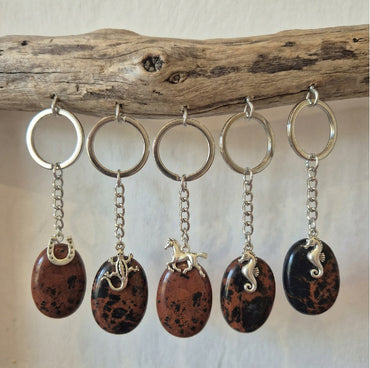 Porte Cles Obsidienne Acajou A et Breloque