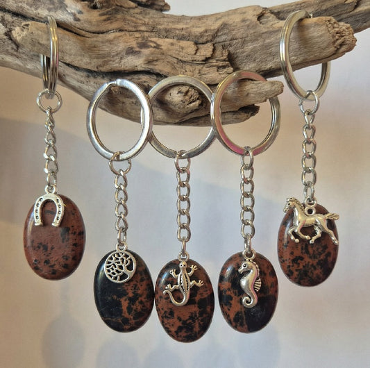 Porte Cles Obsidienne Acajou A et Breloque