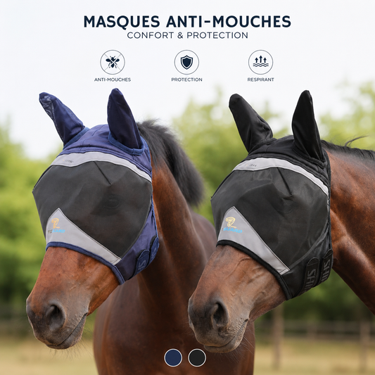 Shires Masque Anti mouches avec oreilles - 70% Anti UV