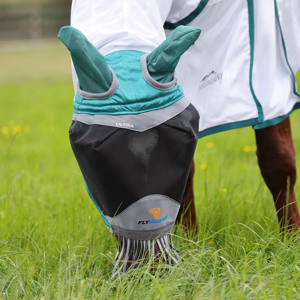 Shires Masque Anti-mouches Deluxe avec Oreilles et Frange - 70% Anti UV