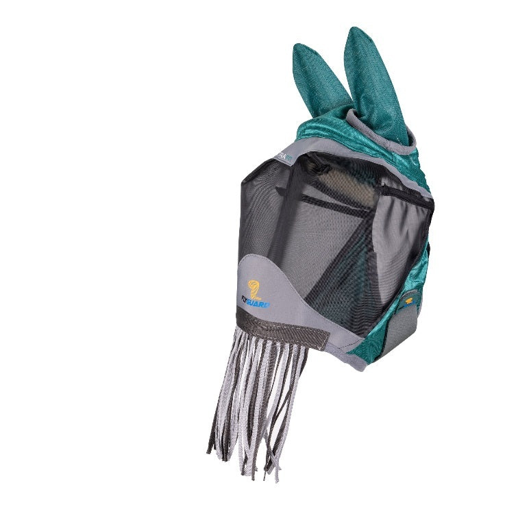 Shires Masque Anti-mouches Deluxe avec Oreilles et Frange - 70% Anti UV