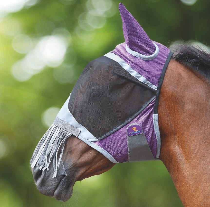 Shires Masque Anti-mouches Deluxe avec Oreilles et Frange - 70% Anti UV
