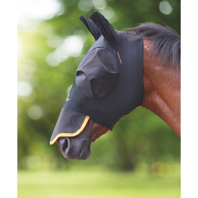 FlyGuard Pro Masque Anti Mouches Stretch Noir avec Nez