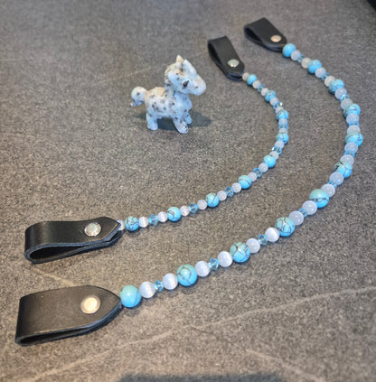 Frontal Turquoise, Œil de Chat & Cristaux Bleus