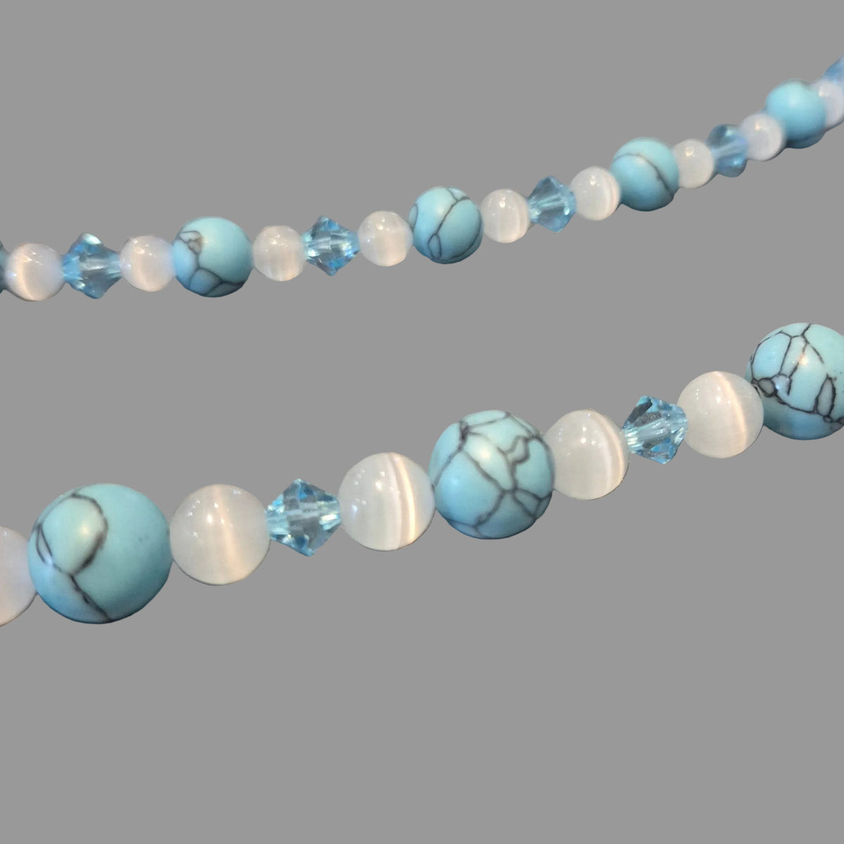 Frontal Turquoise, Œil de Chat & Cristaux Bleus
