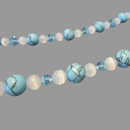Frontal Turquoise, Œil de Chat & Cristaux Bleus
