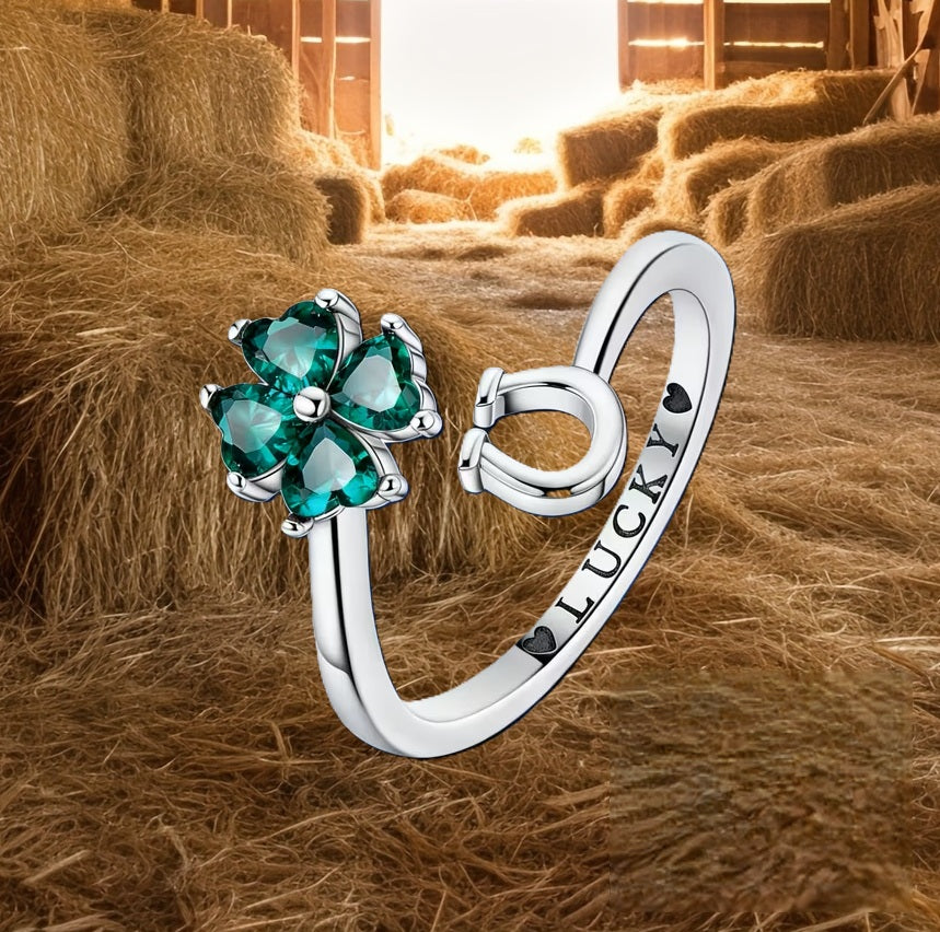 Bague Fer a Cheval et Trèfle Réglable S925
