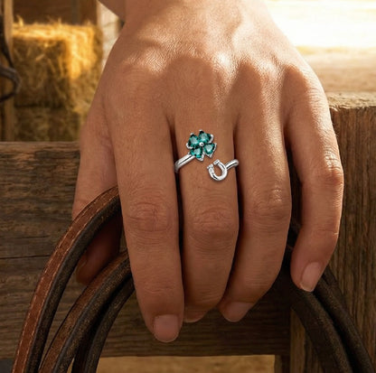 Bague Fer a Cheval et Trèfle Réglable S925