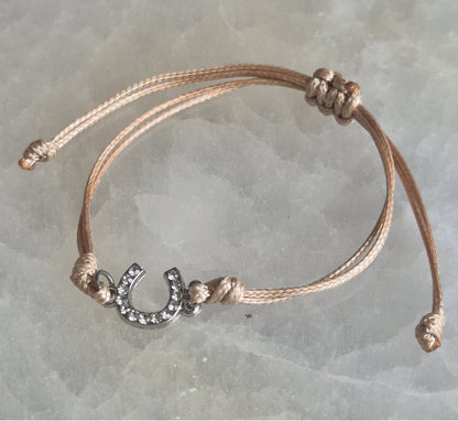 Bracelet Cordon Fer à Cheval et Strass