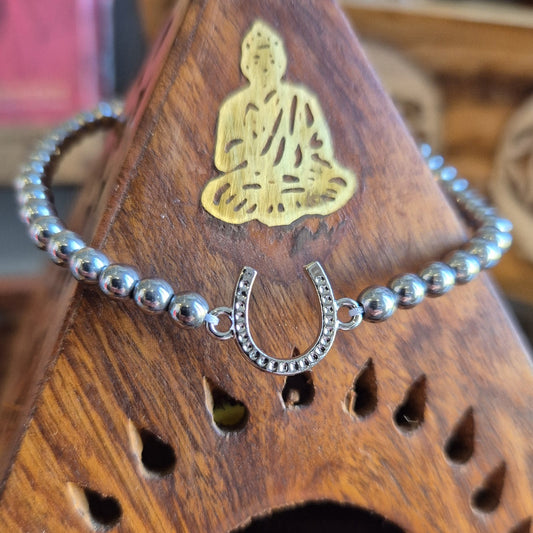 Bracelet Fer a Cheval Perles Argente