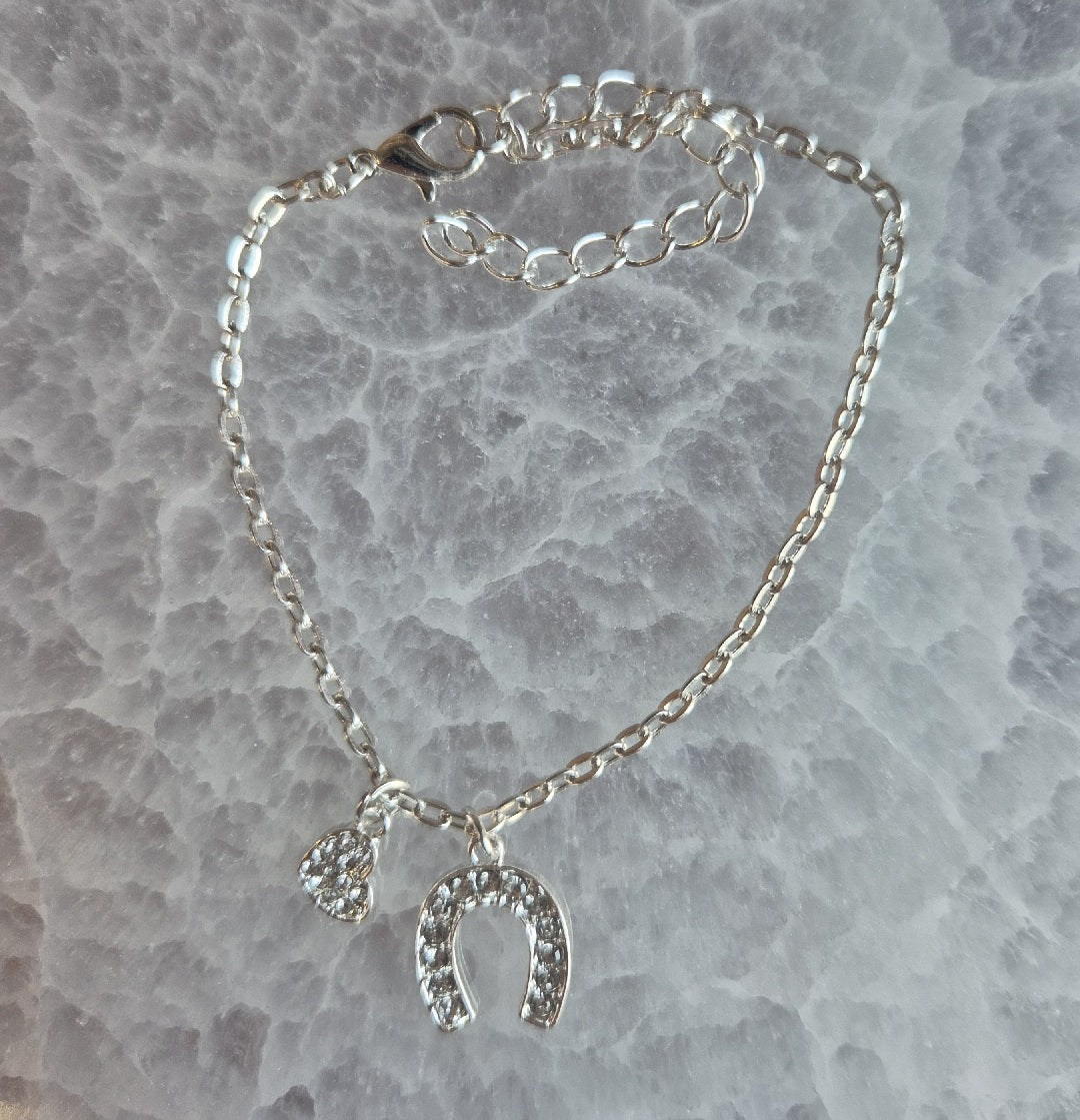 Bracelet Fer de Cheval et Coeur Strassé