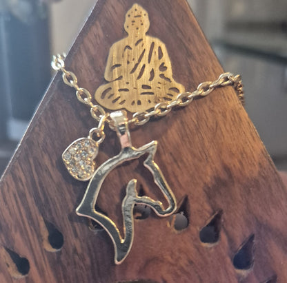 Bracelet Tête de Cheval & Cœur Strassé