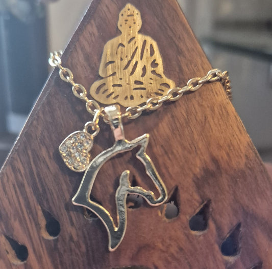 Bracelet Tête de Cheval & Cœur Strassé