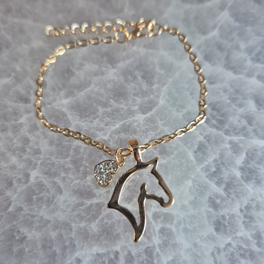 Bracelet Tête de Cheval & Cœur Strassé