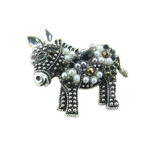 Broche Ane Noir avec strass