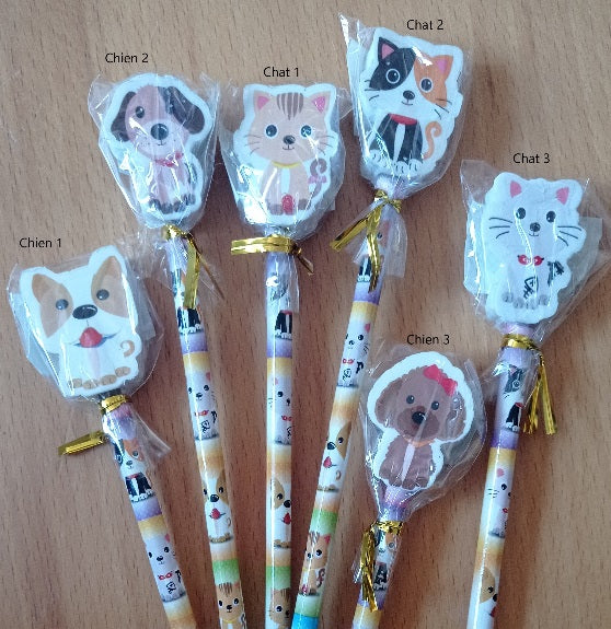 Pony Club Crayon avec Gomme Chat & Chien