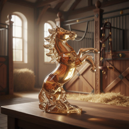 Figurine Cheval Cabré en Verre Soufflé