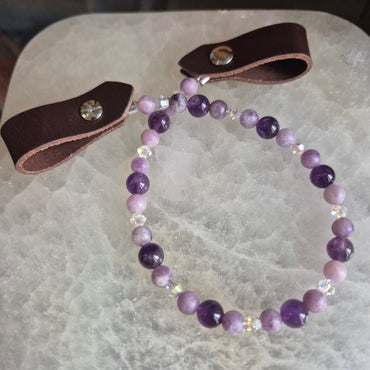 Frontal en Perles Améthyste & Lépidilte