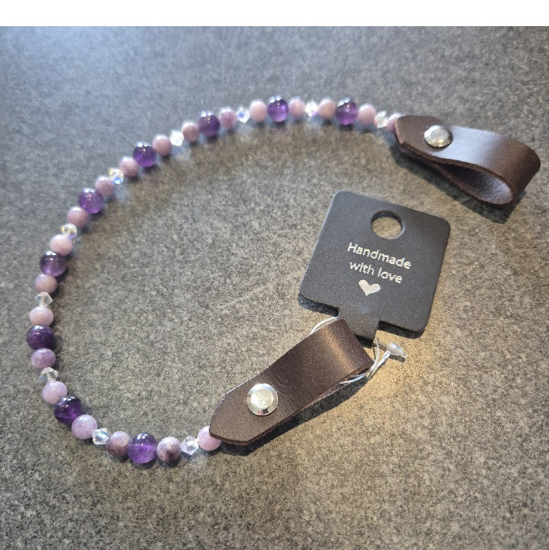 Frontal en Perles Améthyste & Lépidilte