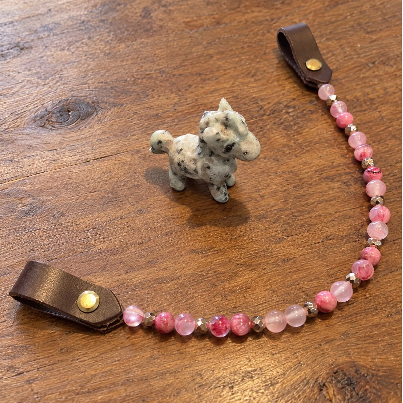 Frontal en Perles Jade Cerise et Hematite Rose