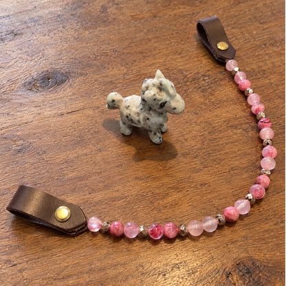 Frontal en Perles Jade Cerise et Hematite Rose