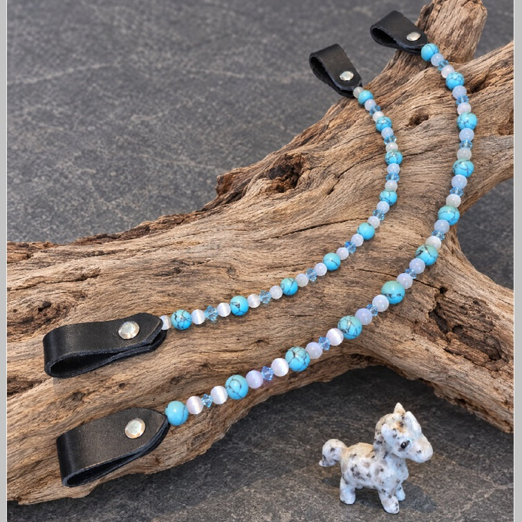 Frontal Turquoise, Œil de Chat & Cristaux Bleus