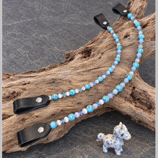 Frontal Turquoise, Œil de Chat & Cristaux Bleu
