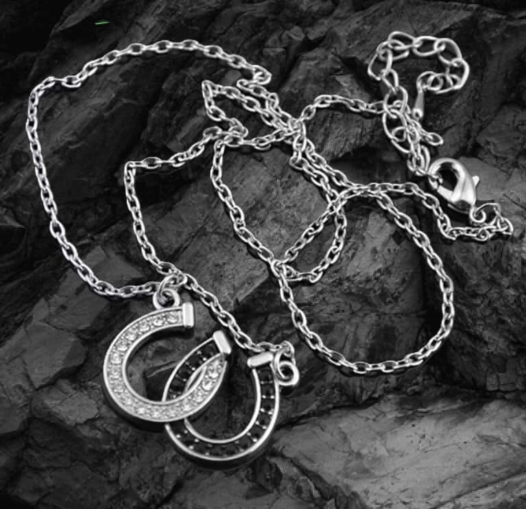 Collier 2 Fers à Cheval avec Strass