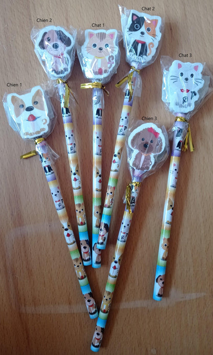Pony Club Crayon avec Gomme Chat & Chien - SHOPHORSE
