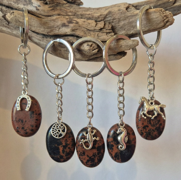 Porte Cles Obsidienne Acajou A et Breloque