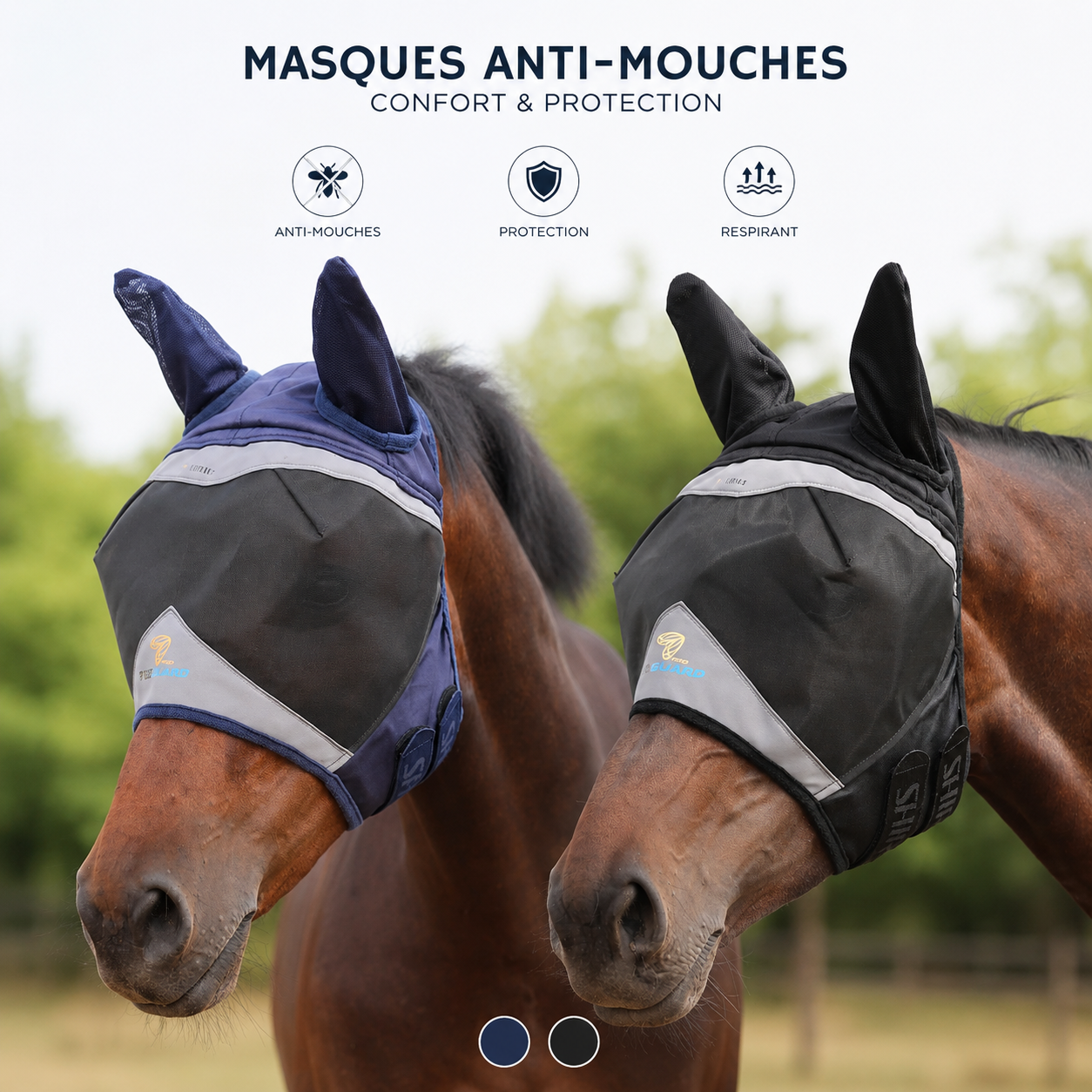 Shires Masque Anti mouches avec oreilles - 70% Anti UV