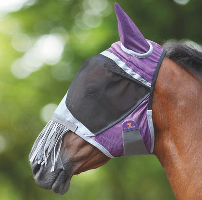 Shires Masque Anti-mouches Deluxe avec Oreilles et Frange - 70% Anti UV