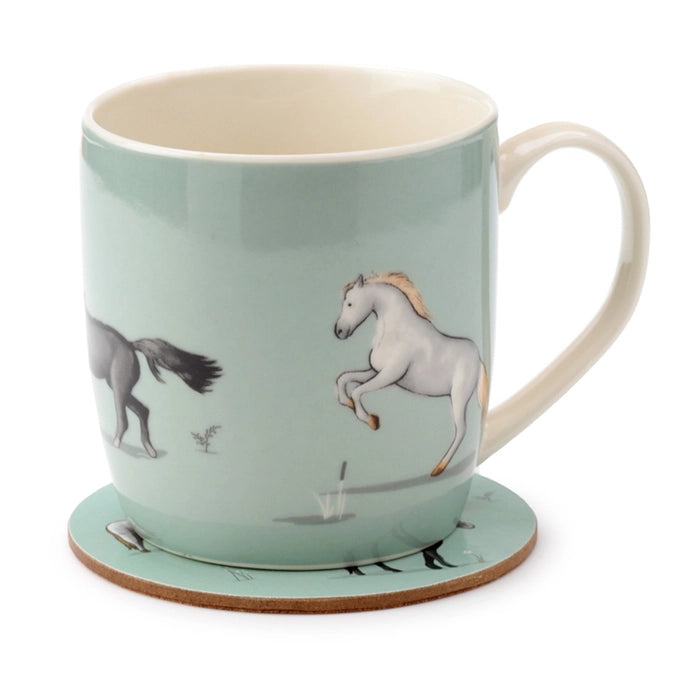 Mug et Dessous de Verre Willow Farm Horses