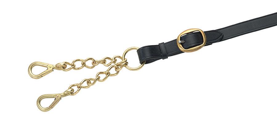 Shires Longe en cuir avec Chaine Double Large - SHOP HORSE