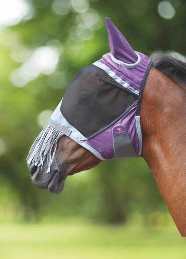 Shires Masque Anti-mouches Deluxe avec Oreilles et Frange - 70% Anti UV - SHOPHORSE